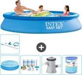 Intex Rond Opblaasbaar Easy Set Zwembad - 305 x 61 cm - Blauw - Inclusief Solarzeil - Onderhoudspakket - Zwembadfilterpomp - Filter - Schoonmaakset