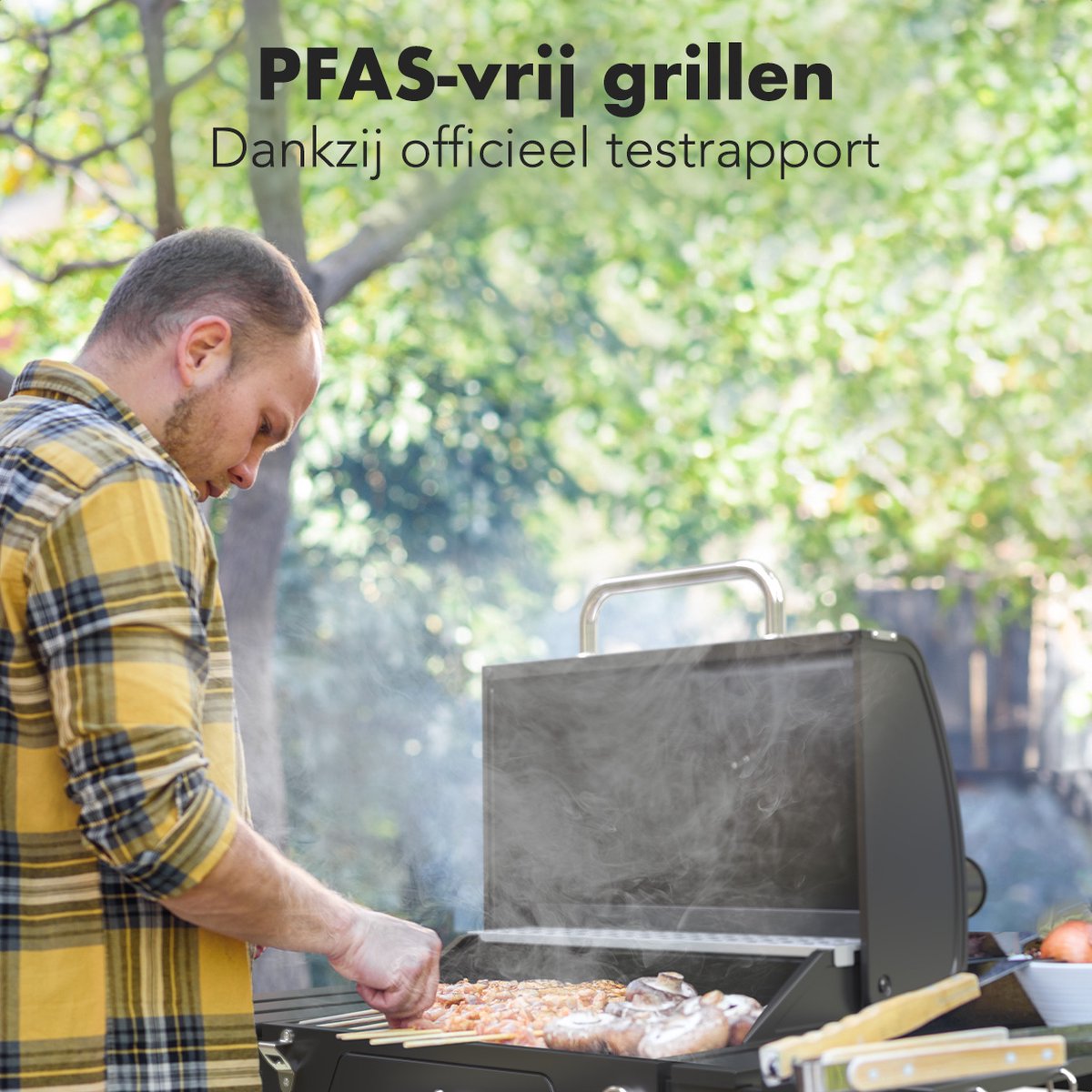 KitchenBrothers Houtskool BBQ - Smoker Barbecue - Verstelbaar Kolenrooster - PFAS Vrij - 42x57cm Grilloppervlak - Zijpanelen - Zwart – foto 6