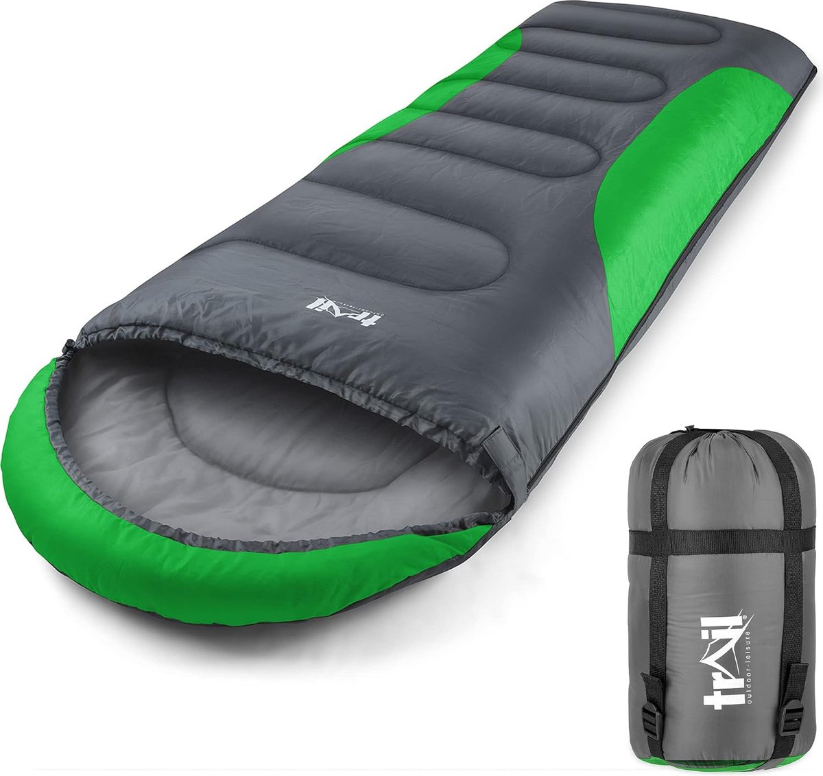 Slaapzak met nauwsluitende capuchon, enkele slaapzak voor volwassenen, 3 seizoenen, waterdicht, licht, comfortabel, robuust, met compacte zak, outdoor, camping, 190 cm x 75 cm