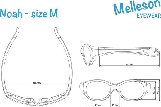Melleson Eyewear - Kinderzonnebril Noah met band 2-4 jaar - maat M- Aqua van Melleson Eyewear — afbeelding 5