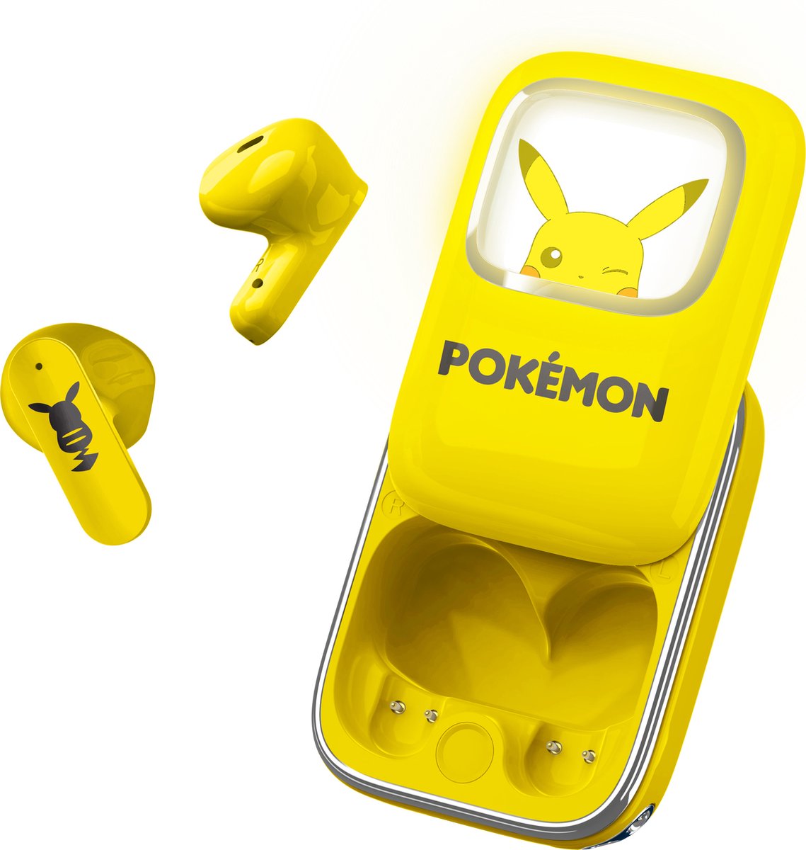 Pokémon Pikachu Schuifcase met LED-verlichting - TWS Oordopjes voor Kinderen (Pikachu)