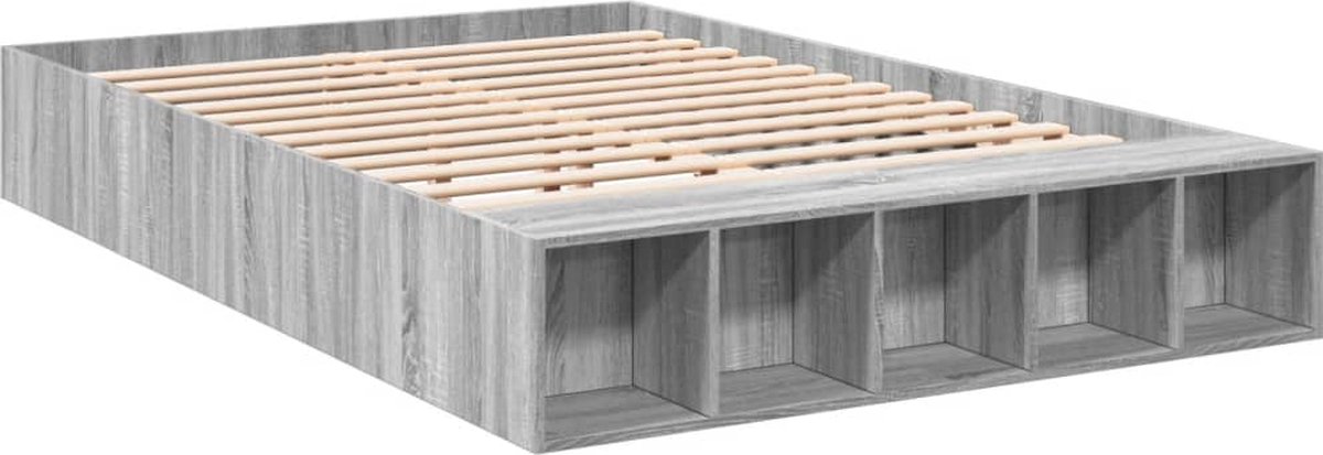 vidaXL -Bedframe-bewerkt-hout-grijs-sonoma-eikenkleurig-160x200-cm