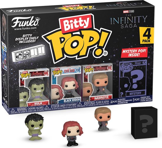 Funko Hulk, Black Widow, Hawkeye and mystery chase - Funko Bitty Pop! - The Infinity Saga Figuur - 2cm