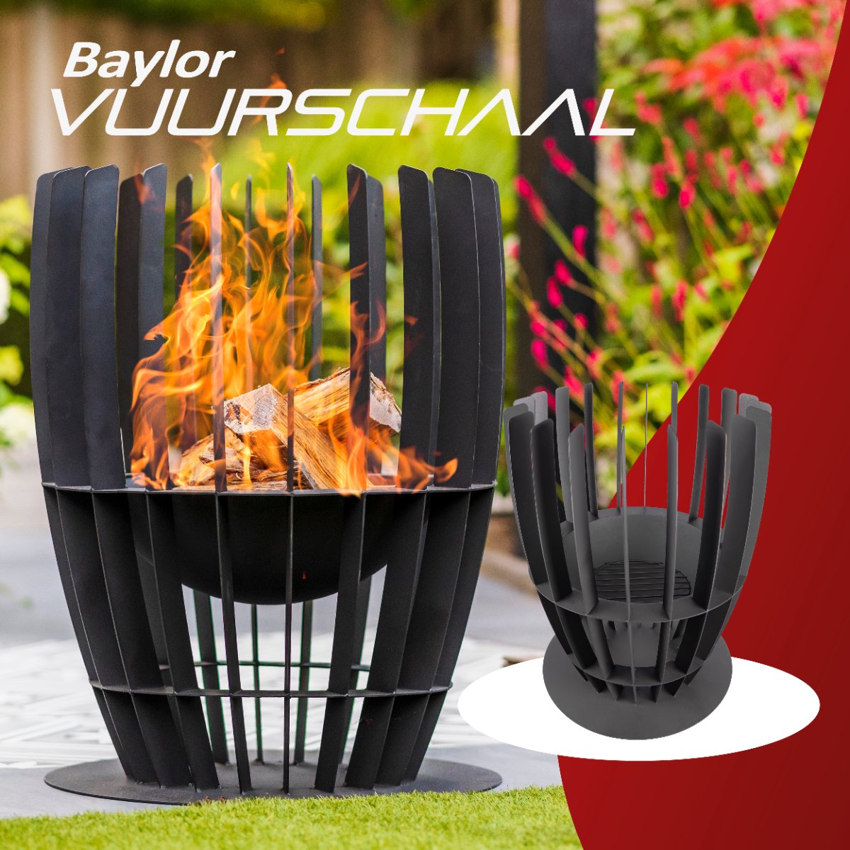 RedFire Baylor Fire Basket - Black