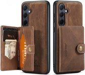 Coque CaseMe JH-01 adaptée au Samsung Galaxy A55 | Couverture arrière avec porte-carte magnétique | Housse de protection Porte-carte Dos | 4 cartes et factures | Marron