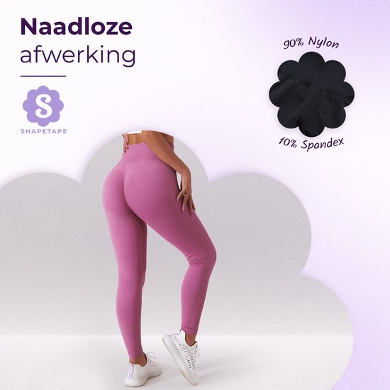 Shapetape High waist sportlegging - Maat L - Zwart - sportbroek - squat proof - sportkleding dames - Yoga kleding dames - hardloopbroek dames - yoga legging dames - Tiktok legging van Merkloos — afbeelding 5