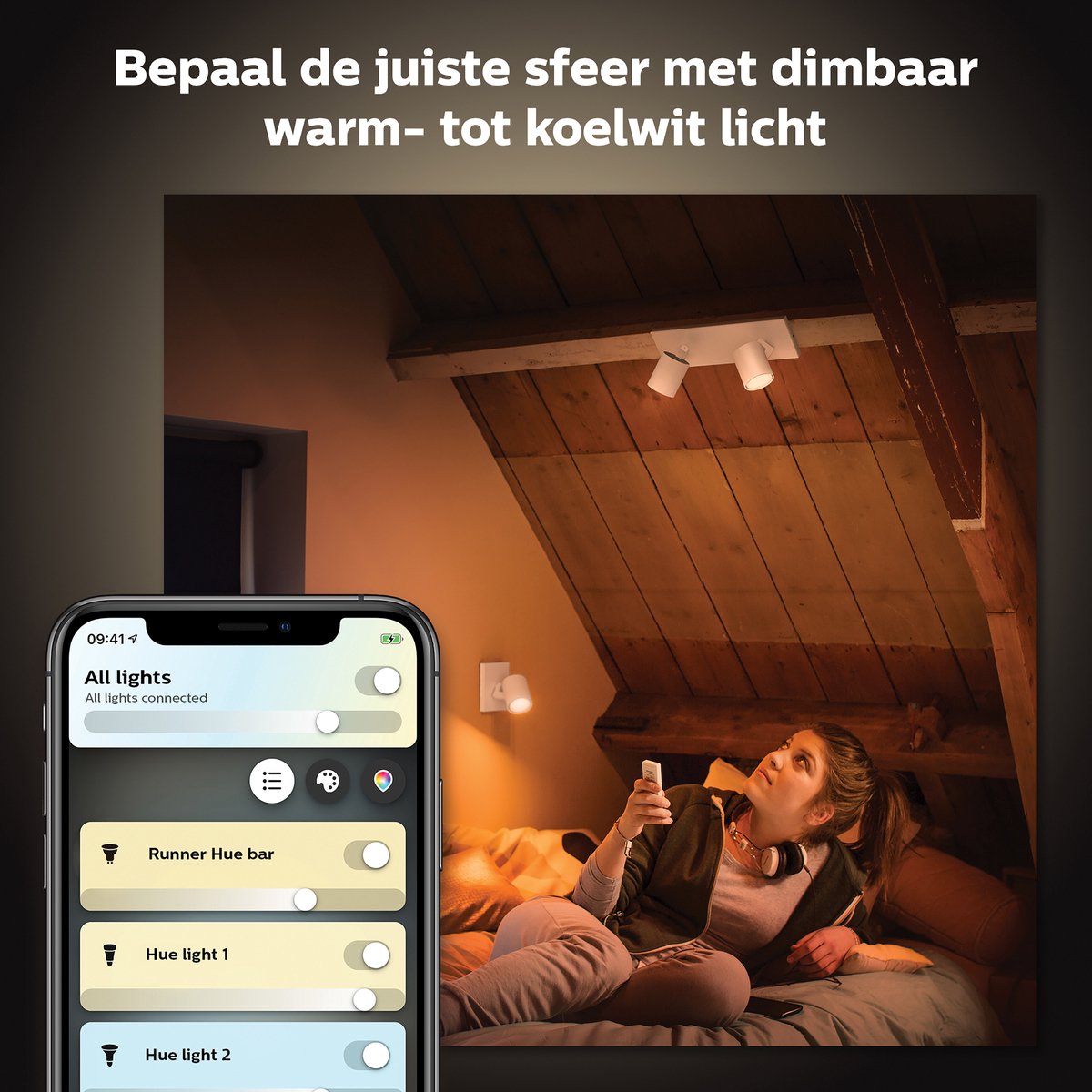 Philips Hue Runner opbouwspot - warm tot koelwit licht - 2-spots - wit - 1 dimmer switch — afbeelding 4