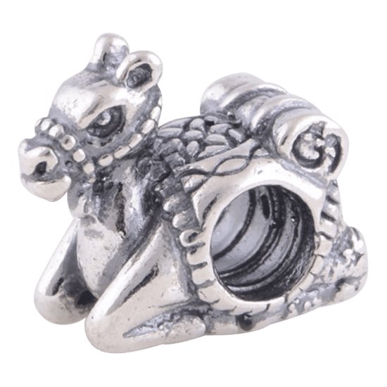 Dieren en Natuur - Zilveren bedels - Bedel kameel | Bead model | 925 Sterling Zilver - Geschikt voor alle merken - Met 925 Zilver Certificaat - Tip voor Moederdag