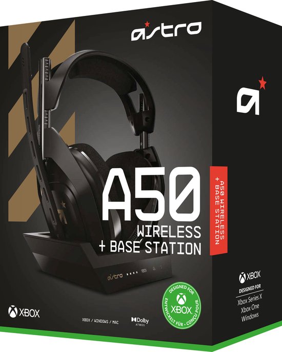 ASTRO Gaming A50 Casque sans fil + Station de Charge Gamer, 4ème Génération, Dolby, Équilibre entre son des Jeux et Voix, Connexion sans Fil 2,4 GHz, Compatible avec PS5, PS4, PC, Mac