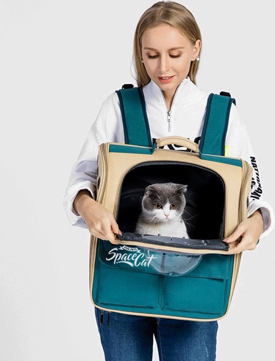 Space Cat - Sac à dos - Sac de transport - Sac de voyage - Carrier - Sac de transport - Animal de compagnie - Chats - Petits Chiens - Kaki