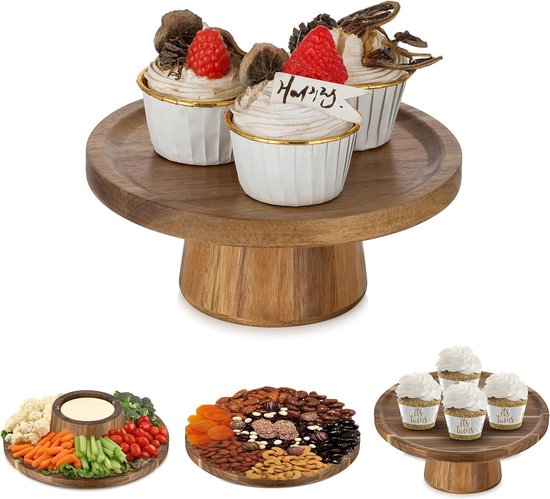 E-ROOM TREND 4 Tier Houten Cupcake Stand | Dessert Cup Cake Stand Houder Toren | Houten Gelaagde Dienblad Schotel | Voor Verjaardagsfeest Bruiloft Baby Shower Thuis Party (MDP04A