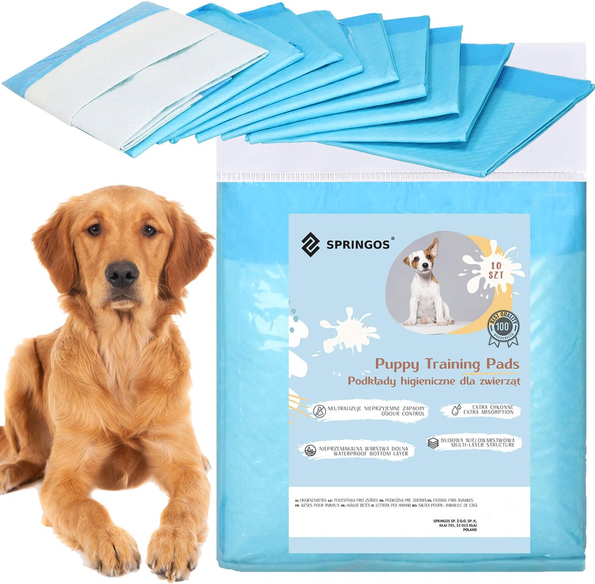Goedkoopste Springos Puppy Training Pads| Plasmatjes Hond | Zindelijkheidstraining | 10 Stuks | 60 x 60 cm