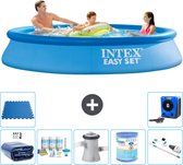 Intex Rond Opblaasbaar Easy Set Zwembad - 305 x 61 cm - Blauw - Inclusief Solarzeil - Onderhoudspakket - Zwembadfilterpomp - Filter - Stofzuiger - Vloertegels - Warmtepomp