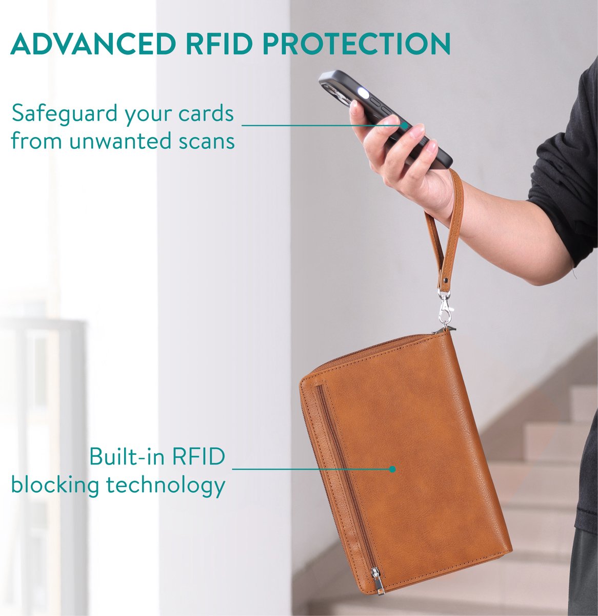 VULKIT Familiepaspoorthouder Reisportemonnee voor 4 Paspoorten RFID