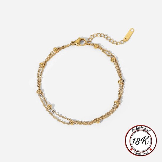 Borasi Minimalist Bubble Armband | 18K Goldplated | 17 t/m 20 CM | 2-in-1 Armband | Dames Armband | Dames Sieraden | Vrouwen Sieraden | Dagelijkse Armband | Elegante Armband | Cadeau Voor Haar | Cadeau Voor Vrouwen | Luxe Geschenkzakje |