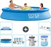 Intex Rond Opblaasbaar Easy Set Zwembad - 305 x 61 cm - Blauw - Inclusief Afdekzeil - Onderhoudspakket - Zwembadfilterpomp - Filter - Grondzeil - Stofzuiger