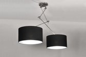 Lumidora Hanglamp 30097 - BROOKLYN - 2 Lichts - E27 - Zwart - Textiel