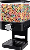 Double Cereal dispenser, vierkante keramische dispenser, versnippert geen granen bij het uitgeven, luchtdicht gesloten, transparant, voor muesli/diervoer/snoep