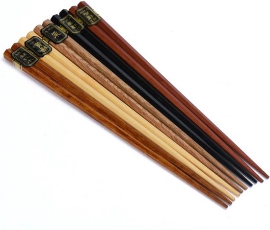 *** Complete Chopstick set - 5 paar - Hout - Sushi - Giftset - Eten - Aziatisch - van Heble® *** - Heble®