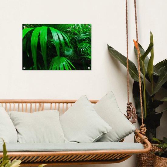 Affiche de jardin Feuilles de palmier dans la jungle 60x40 cm - petit - Toile de jardin / Toile d'extérieur / Peintures d'extérieur (décoration de jardin)