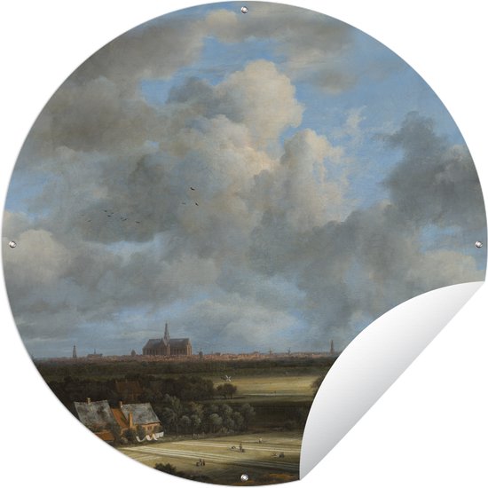 Tuincirkel Gezicht op Haarlem met bleekvelden - Schilderij van Jacob van Ruisdael - 90x90 cm - Ronde Tuinposter - Buiten