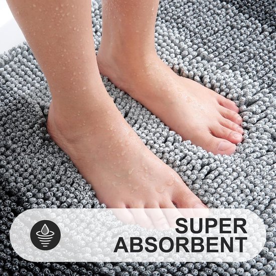Homaxy Microvezel Badkamertapijt - Antislip, Zachte Mat Met Uitsparing voor Toilet, 50 x 60 cm, Absorberende Badmat, Wasbaar, Marineblauw