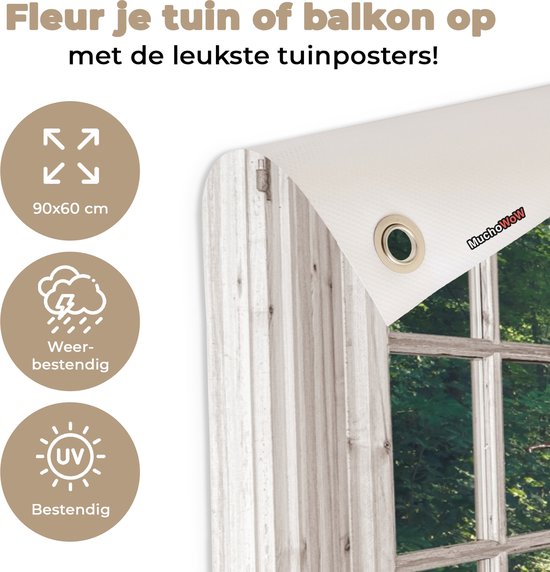 Tuinposter met icoontjes: 90x60 cm, weerbestendig, UV-bestendig. Tekst: Fleur je tuin of balkon op met de leukste tuinposters!