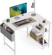 SHOP YOLO-hoekbureau- L-vormige computer bureau met opbergplanken-thuiskantoor - wit