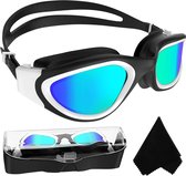Gepolariseerde zwembril - Anti-condens, UV-bescherming, geen lekkage - Geschikt voor mannen, vrouwen, volwassenen en tieners - Zwart en wit/gouden spiegel - Helder zicht, eenvoudig aan te passen swimming glasses