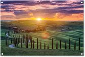 Posters de jardin hors d'Italie - Coucher de soleil - Toscane - 90x60 cm - Toile de jardin - Affiche extérieure