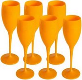 Clixify Champagne glas - 6 stuks Oranje - Acryl Champagneglazen Plastic - Plastic glazen - Acryl glazen - Champagneglazen Kunststof kinderchampagne - Wijnglazen plastic - Champagne flute - Champagne coupe - Champagneflutes