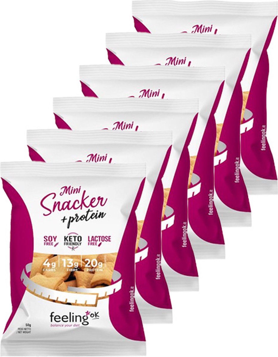 Feeling OK | Crackers Naturel | 6 stuks | 6 x 50 gram | Eiwitrijke voeding | Koolhydraatarme Crackers