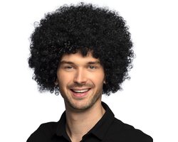 Boland - Pruik Groove zwart Zwart - Afro - Kort - Unisex - Danser/danseres - 70's, 80's & 90's - Disco