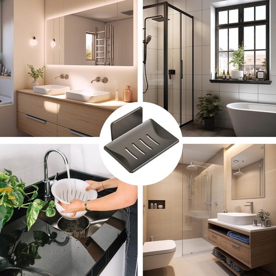 4 zeepbakjes van natuurlijk hout voor douche en keuken, zeepbakje met afvoer, eenvoudige reiniging, drogen