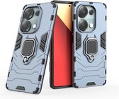 MobyDefend Hoesje - Geschikt voor Xiaomi Redmi Note 13 Pro 4G - Dubbelgelaagde Pantsercase Met Standaard - Blauw