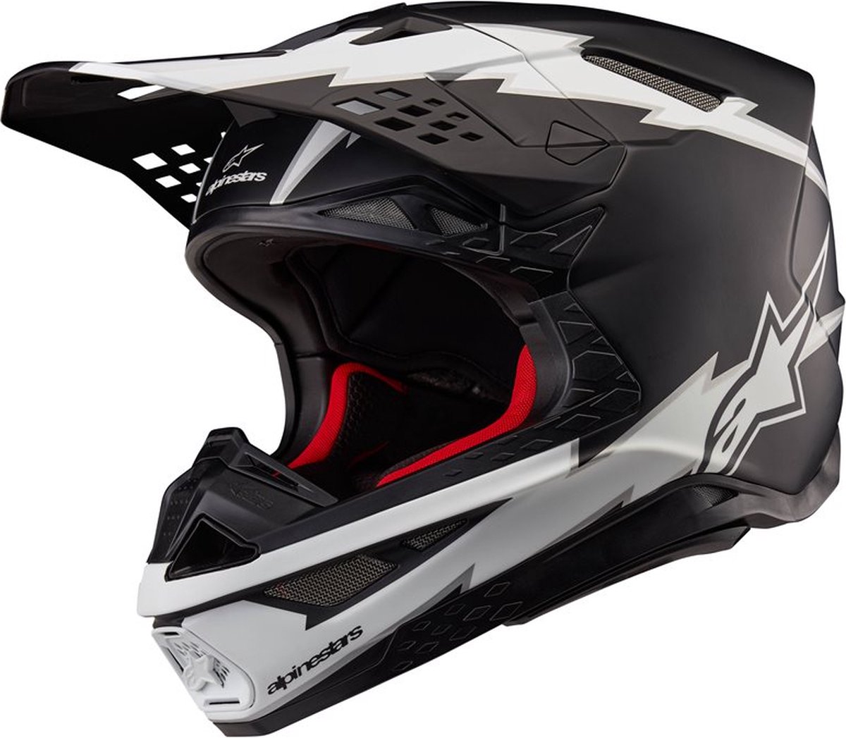 Alpinestars Supertech S-M10 Ampress Helm Ece 22.06 Zwart Wit Mat - Helm