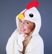 KIMU Onesie costume de poulet costume enfant blanc - taille 140-146 - costume de poulet combinaison pyjama