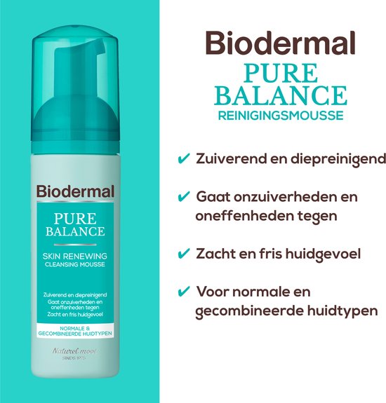 Biodermal Pure Balance Skin Renewing Cleansing Mousse -  gezichtsreiniging  - Gezichtsreinigings mousse - 150ml - Biodermal
