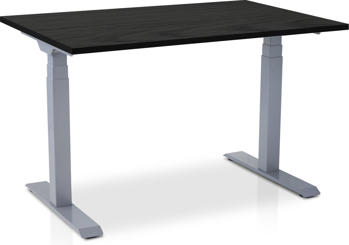 Lineaflex MRC Zit-sta bureau elektrisch verstelbaar - MRC PRO NEN-EN 527 | 120 x 80 cm | frame aluminium - blad zwart eiken - met kabelmanagement | memory functie met USB | 150kg draagvermogen Aluminium frame