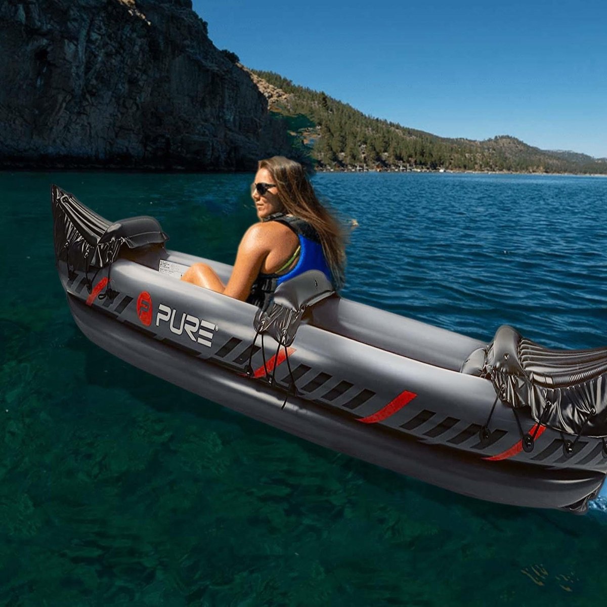 Pure4Fun, Black XPRO 500-2-3 Person Inflatable Boat Dingy Raft