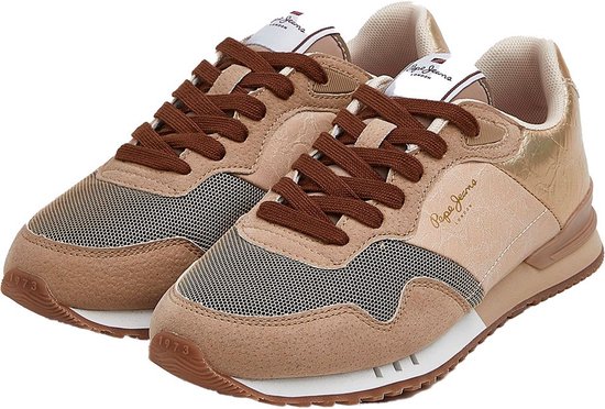 Pepe Jeans London Mix W – Baskets Femme Tendance, Cuir Serpent Fantaisie, Semelle EVA Confort, Look Urbain Sport