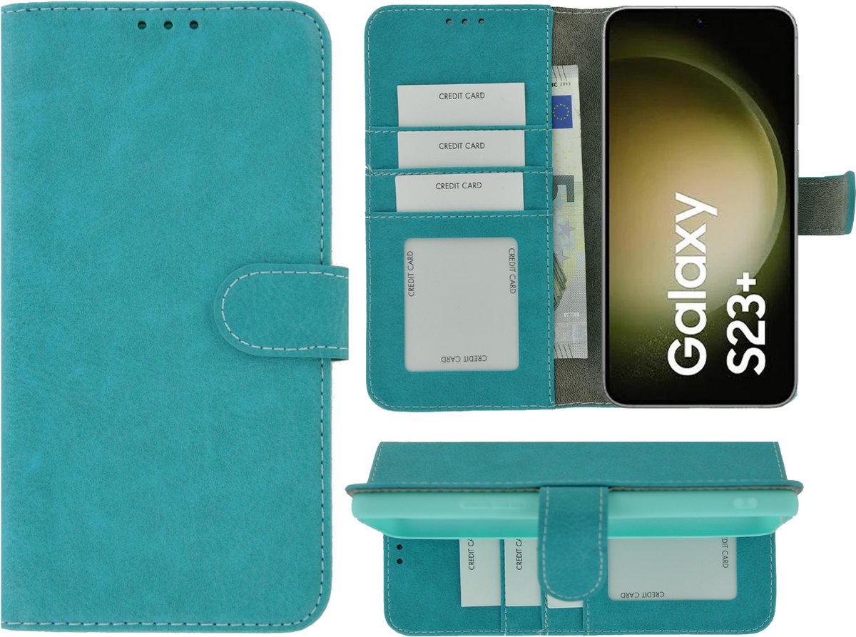 MoDo hoesje Geschikt voor Samsung Galaxy S23+ - Kunstleer Book Case - Turquoise