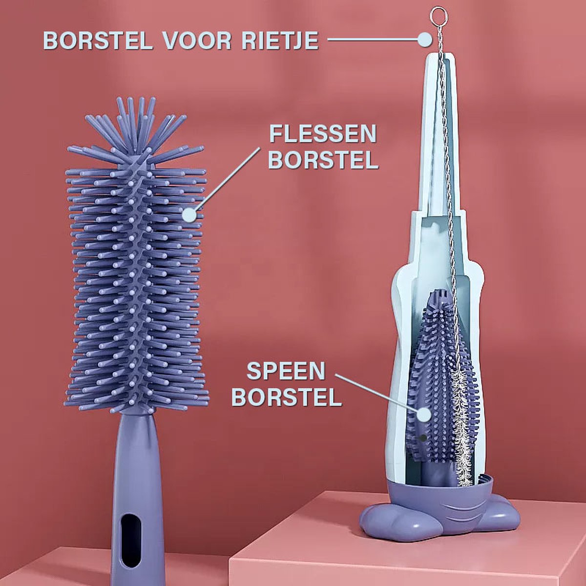 Baby siliconen elektrische flessenborstel