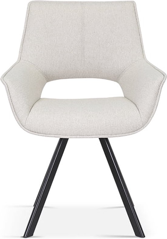 Stoel Zoë Beige Polyester Set van 2 Zithoogte 49 cm Zitdiepte 48 cm Met... bol
