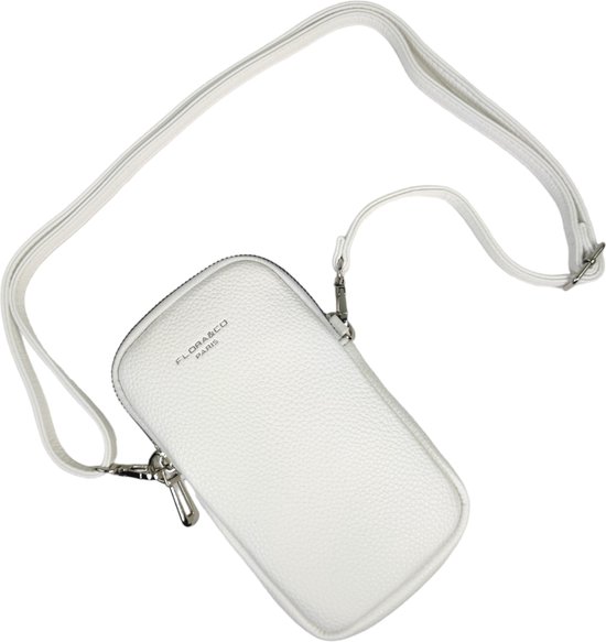 Flora & Co - Paris - Handig Crossbody hand/telefoontasje voor mobiel - gsm - wit - 2 vakken