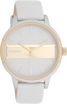 OOZOO Timepieces - Licht grijs/champagne horloge met licht grijze leren band - C11152