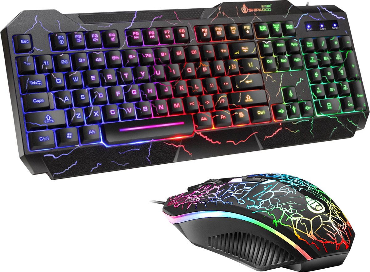 Gaming toetsenbord en muis - RGB - QWERTY - Regenboogkleuren - Verlicht - USB - PC - PS4