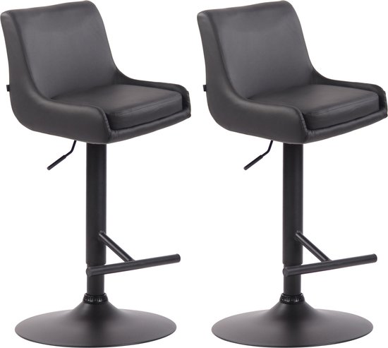 Set van 2 barkrukken met 4 poten stof donkergrijs/zwart