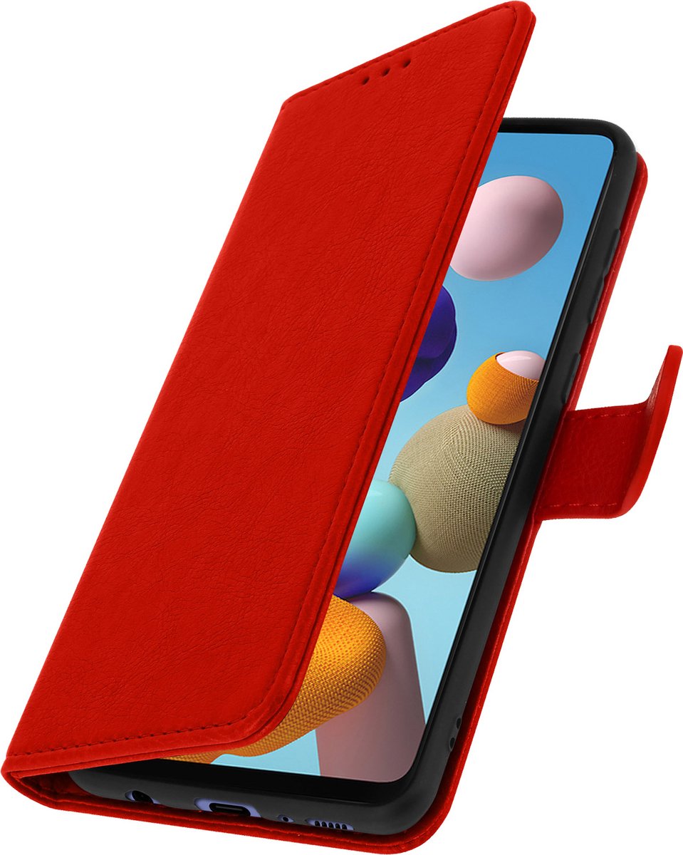 Geschikt voor Samsung Galaxy A21s Bookcover Video Support Functie rood