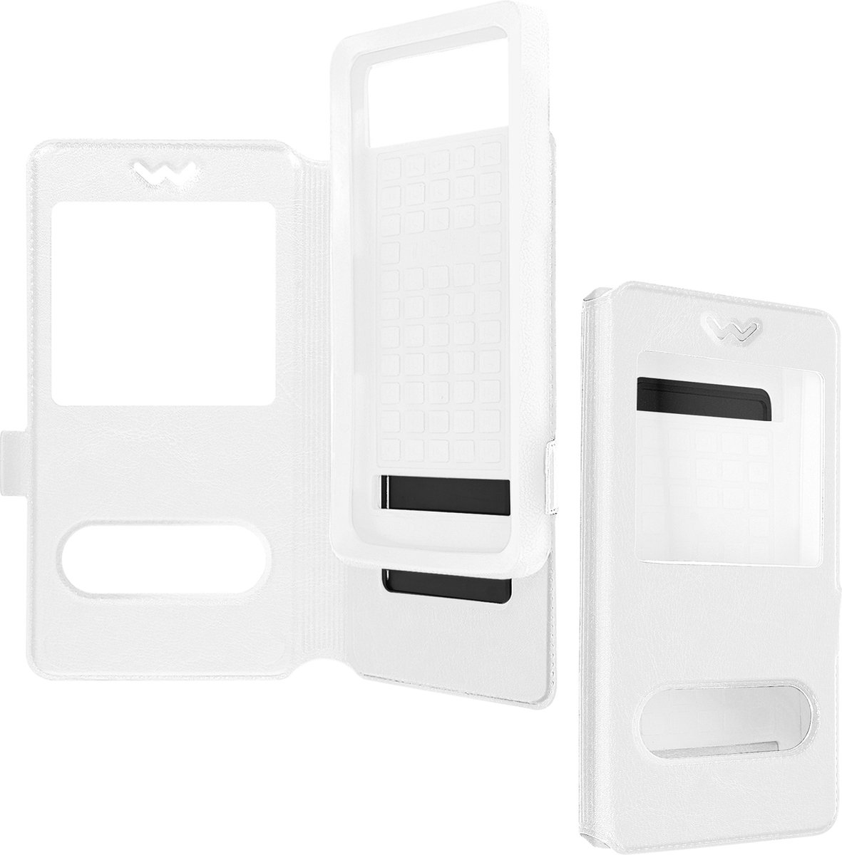 Avizar Folio Hoesje Maat 3XL Extra Slank met Standaard en 2 Oproepvensters, Wit